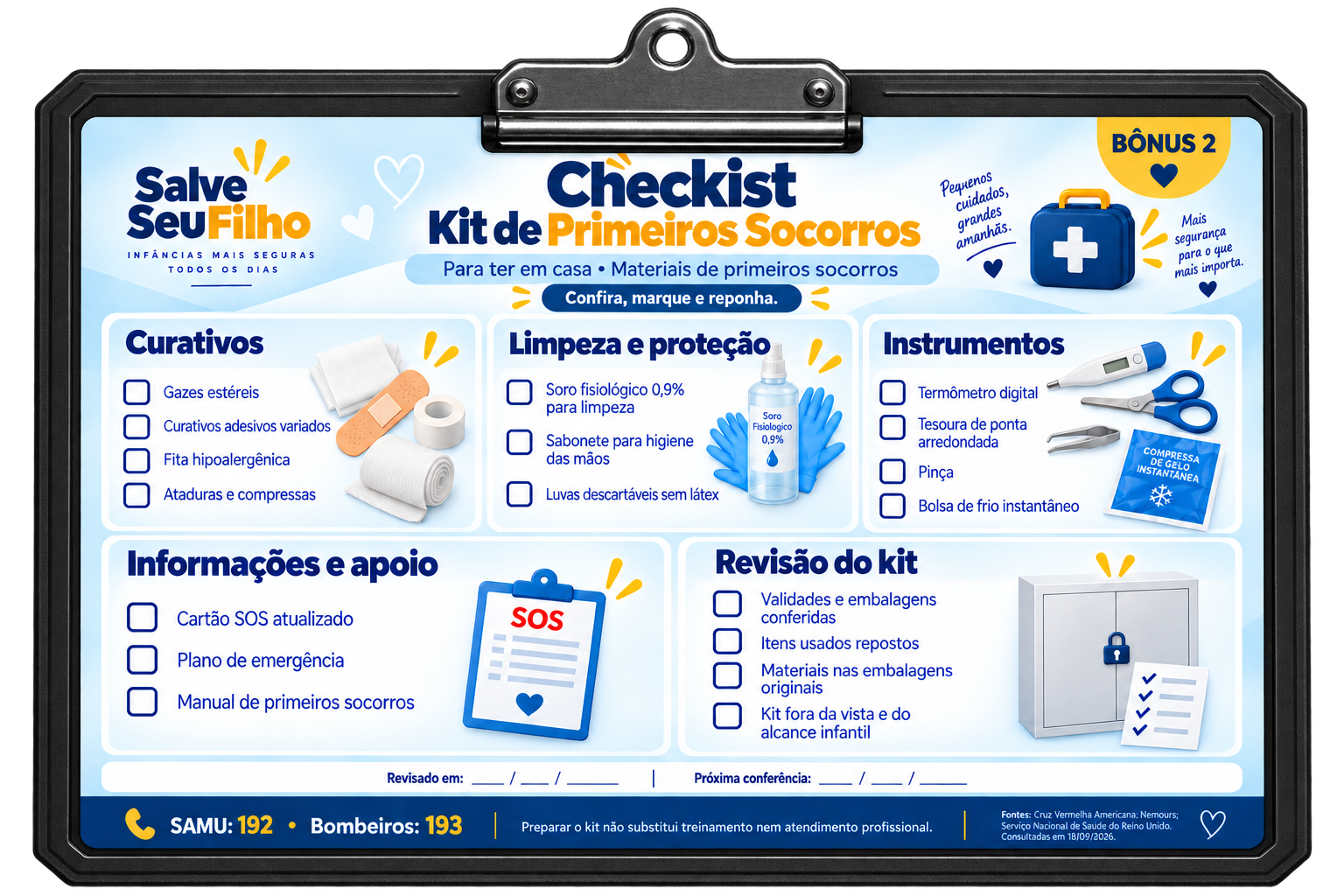 Bônus 2 — Checklist Kit de Primeiros Socorros